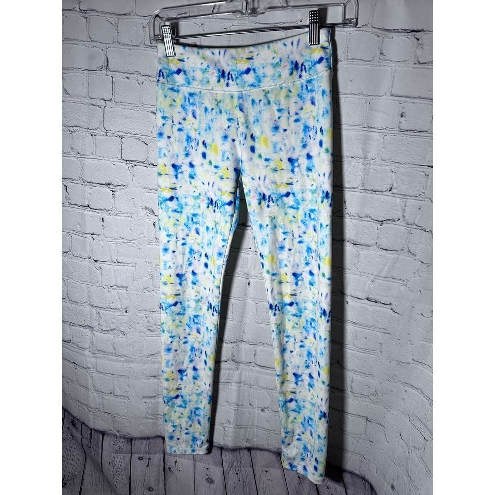 Crewcuts Active Kids Girls Size 14 Blue Yellow Tie Dye Athletic Leggings Pants